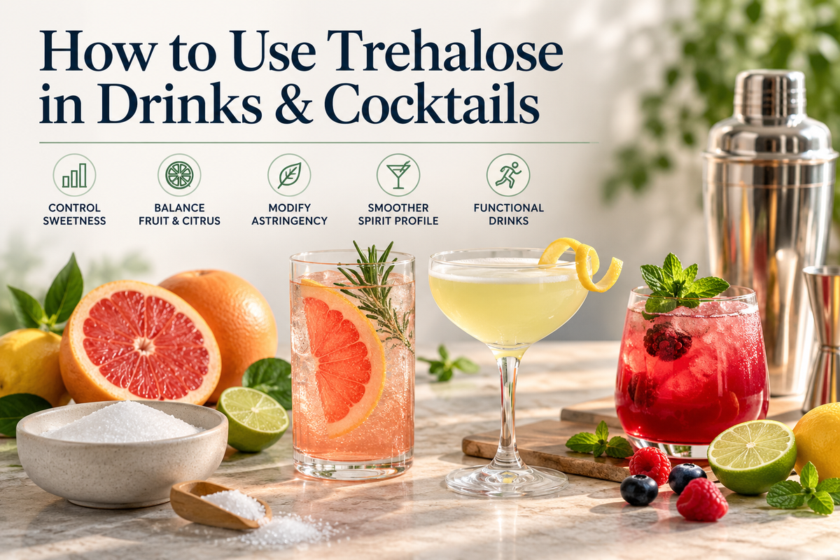 ow to use trehalose in drinks and cocktails for sweetness control, fruit balance, reduced astringency and smoother spirit profiles